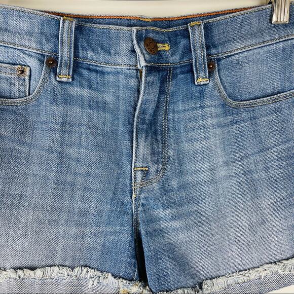 J. Crew blue stretch cutoff cuffed denim jean shorts 24 - Picture 2 of 6